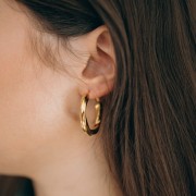 Pendientes de aro efecto trenzado 31 mm - Acero inoxidable 304L Dorado x2