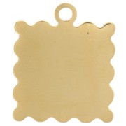 Dije mini marco 19,5x16 mm motivo cereza - resina epoxi - Acero inoxidable 304L Dorado