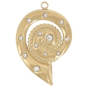 Colgante concha 31x21 mm con strass - Acero inoxidable 304L Dorado x1|raw }}