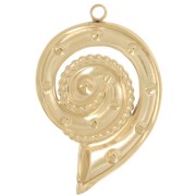 Colgante concha 31x21 mm con strass - Acero inoxidable 304L Dorado x1