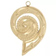 Colgante concha 31x21 mm con strass - Acero inoxidable 304L Dorado x1
