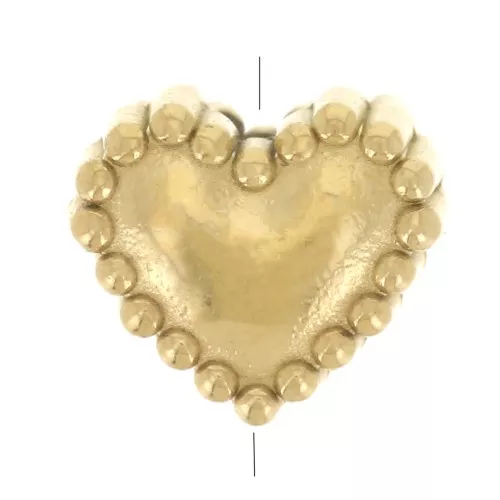 Cuenta corazón 5,5x6,5 mm con bolitas - Acero inoxidable 304L Dorado x1