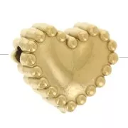 Cuenta corazón 7x8 mm con bolitas - Acero inoxidable 304L Dorado x1