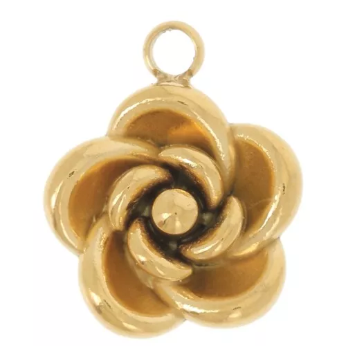 Dije Flor Rosa 10 mm - Acero inoxidable 304L Dorado x1