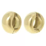 Pendientes de aro - Para orejas no perforadas 16 mm - Acero inoxidable 304L Dorado x2