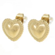 Ganchos pendientes corazón 12x11,5 mm efecto trenzado - Acero inoxidable 304L Dorado x2|raw }}