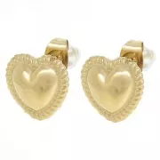 Ganchos pendientes corazón 12x11,5 mm efecto trenzado - Acero inoxidable 304L Dorado x2