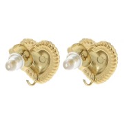 Ganchos pendientes corazón 12x11,5 mm efecto trenzado - Acero inoxidable 304L Dorado x2