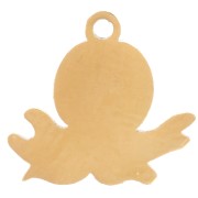 Dije de pulpo 9x10 mm - Resina epoxi - Acero inoxidable 304L Dorado - Blanco x1