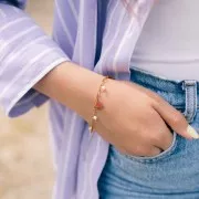 Dije Medusa 10x9 mm - Resina epoxi - Acero inoxidable 304L Dorado - Fuschia x1