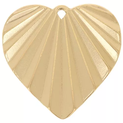 Colgante corazón 26x27 mm efecto plisado - Acero inoxidable 304L Dorado x1