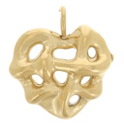 Dije de corazón efecto tejido 11x10 mm - Acero inoxidable 304L Dorado x1|raw }}