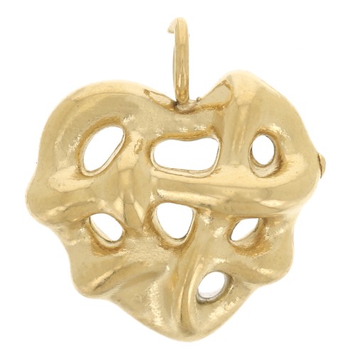 Dije de corazón efecto tejido 11x10 mm - Acero inoxidable 304L Dorado x1