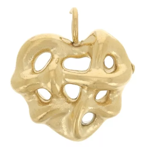 Dije de corazón efecto tejido 11x10 mm - Acero inoxidable 304L Dorado x1