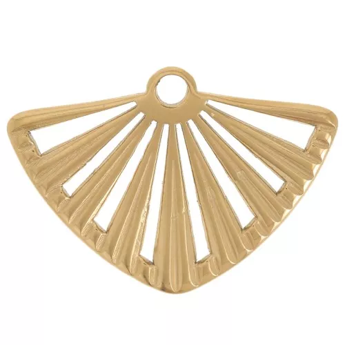 Colgante abanico calado 17x25 mm - Acero inoxidable 304L Dorado x1