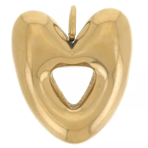 Dije corazón globo hueco 15x13 mm - Acero inoxidable 304L Dorado x1