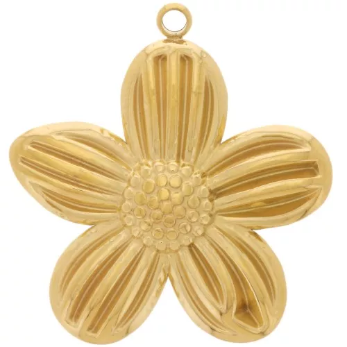 Colgante flor 28x26 mm - Acero inoxidable 304L Dorado x1
