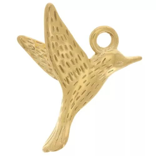 Dije Colibrí 14x16 mm - Acero inoxidable 304L Dorado x1