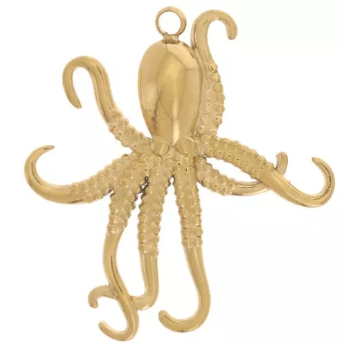 Colgante Pulpo 25x23 mm - Acero inoxidable 304L Dorado x1