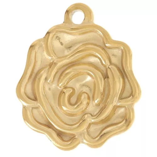 Colgante Flor de Rosa 21x18 mm - Acero inoxidable 304L Dorado x1