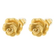 Pendientes flor rosa 8 mm - Acero inoxidable 304L Dorado x2|raw }}