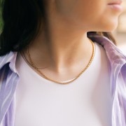 Gargantilla de malla veneciana de 3mm - Acero inoxidable 304L Dorado x44cm