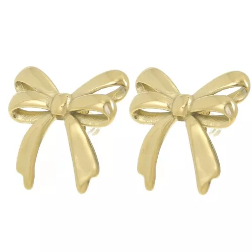 Pendientes doble nudo 20x21 mm - Acero inoxidable 304L Dorado x2