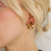 Pendientes doble nudo 20x21 mm - Acero inoxidable 304L Dorado x2