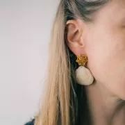 Pendientes Ganchos pendientes Flor 20 mm - Acero inoxidable 304L Dorado x2