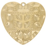 Colgantes corazón efecto acolchado 26x27 mm - Acero inoxidable 304L Dorado x2