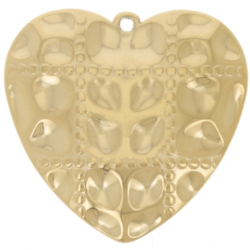 Colgantes corazón efecto acolchado 26x27 mm - Acero inoxidable 304L Dorado x2