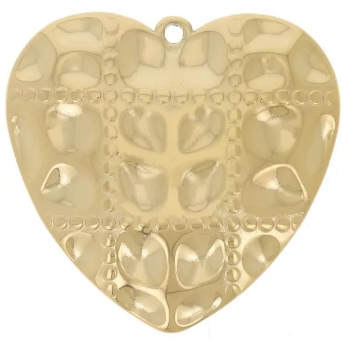 Colgantes corazón efecto acolchado 26x27 mm - Acero inoxidable 304L Dorado x2