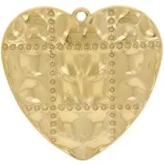 Colgantes corazón efecto acolchado 26x27 mm - Acero inoxidable 304L Dorado x2