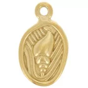 Dije ovalado 17x10 mm - motivo concha - Acero inoxidable 304L Dorado x1