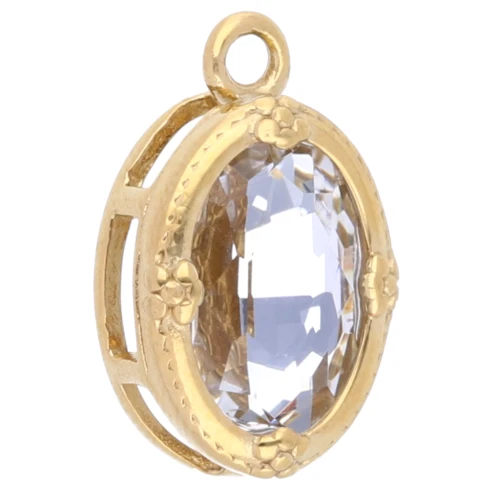Dije ovalado de 20x12.5mm y cabujón de strass - Acero inoxidable 304L Dorado - Cristal