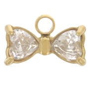 Dije corbata de moño 6x9.5mm con óxidos de circonio - Acero inoxidable 304L Dorado x1|raw }}