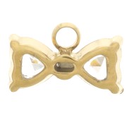 Dije corbata de moño 6x9.5mm con óxidos de circonio - Acero inoxidable 304L Dorado x1