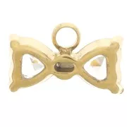 Dije corbata de moño 6x9.5mm con óxidos de circonio - Acero inoxidable 304L Dorado x1