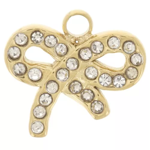 Dije de lazo de 10x11 mm con óxidos de circonio - Acero inoxidable 304L Dorado x1
