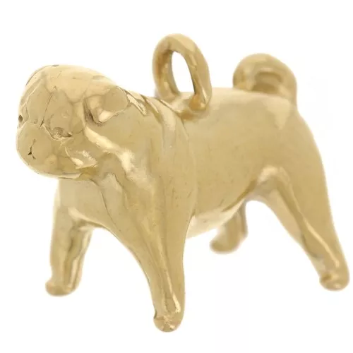 Dije Perro Carlin 13x16 mm - Acero inoxidable 304L Dorado x1
