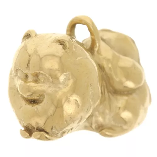 Dije de perro Spitz 11x15 mm - Acero inoxidable 304L Dorado x1