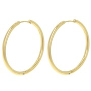 Pendientes de aro redondo de 35 mm - del hilo de 2,5 mm - Acero inoxidable 304L Dorado x2|raw }}