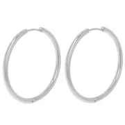 Pendientes de aro redondo de 35 mm - del hilo de 2,5 mm - acero inoxidable 304L x2