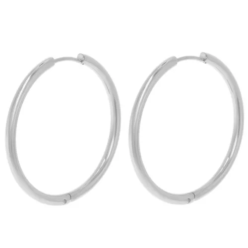 Pendientes de aro redondo de 35 mm - del hilo de 2,5 mm - acero inoxidable 304L x2