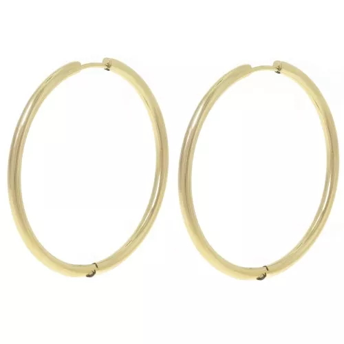 Pendientes de aro redondo de 40 mm - del hilo de 2,5 mm - Acero inoxidable 304L Dorado x2