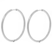 Pendientes de aro redondo de 40 mm - del hilo de 2,5 mm - acero inoxidable 304L x2|raw }}
