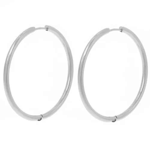 Pendientes de aro redondo de 40 mm - del hilo de 2,5 mm - acero inoxidable 304L x2