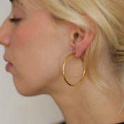 Pendientes de aro redondo de 40 mm - del hilo de 2,5 mm - acero inoxidable 304L x2