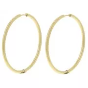 Pendientes de aro redondo de 45 mm - del hilo de 2,5 mm - Acero inoxidable 304L Dorado x2