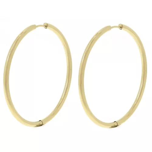 Pendientes de aro redondo de 45 mm - del hilo de 2,5 mm - Acero inoxidable 304L Dorado x2